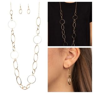 Perfect MISMATCH  Gold Necklace Earing Set (155)